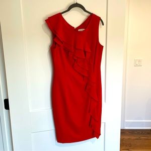 Calvin Klein Sleeveless Ruffle Midi Dress